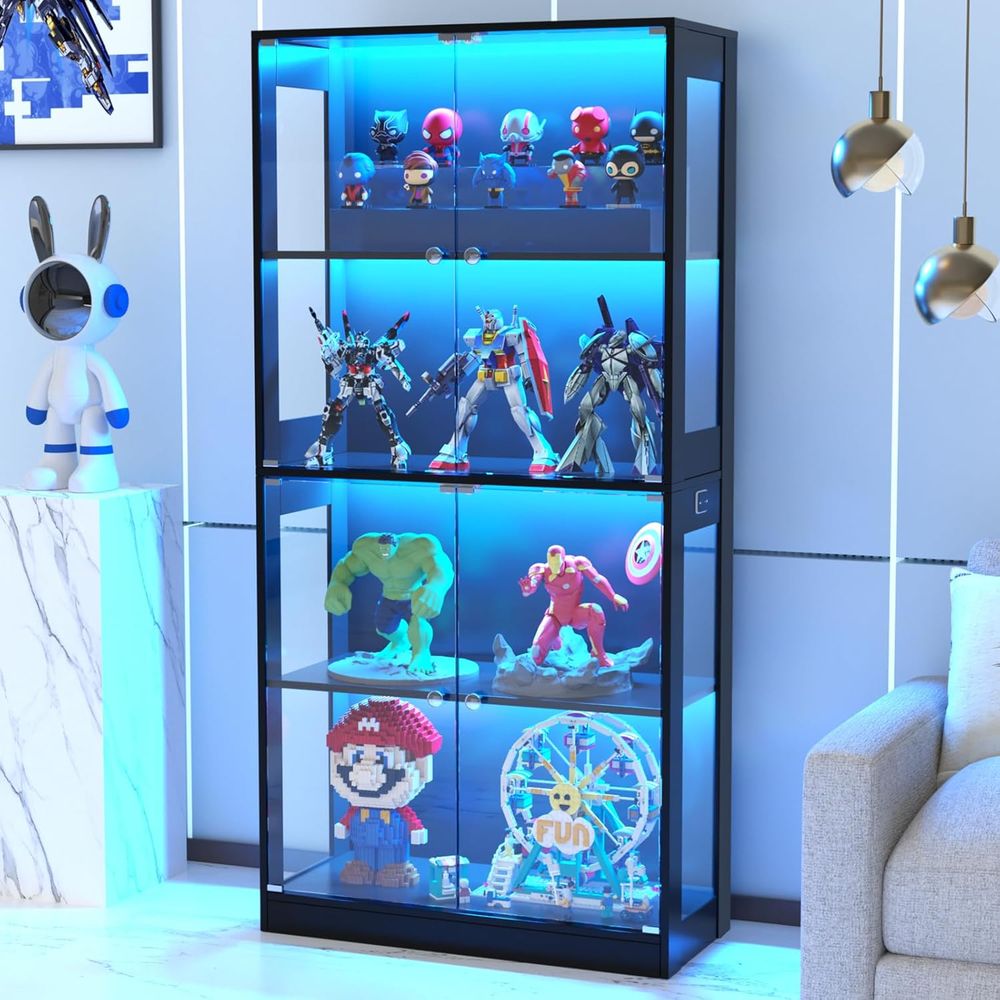 Storage & Organization - خزانة عرض زجاجية بـ 65 بابًا،