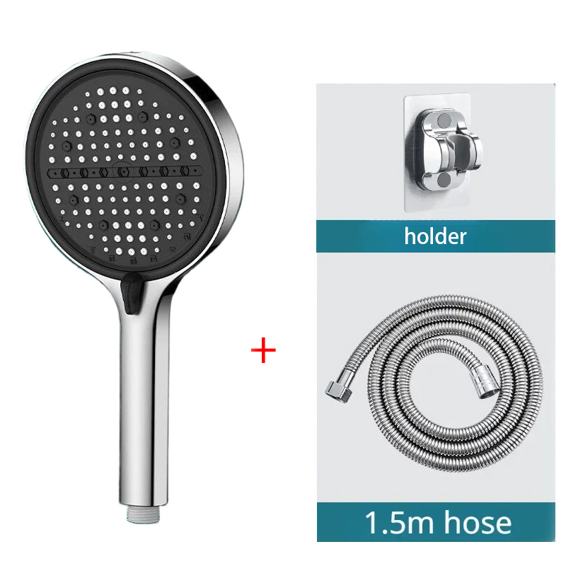 High Pressure Shower Head Handheld - 3 قطع رأس دش حمام فضي