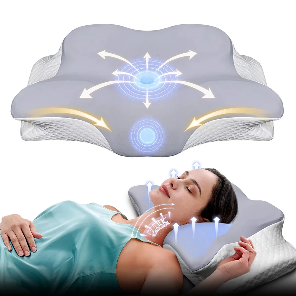 Memory Foam Orthopedic Pillow Neck Pain - وسائد من الفوم الميموري على شكل