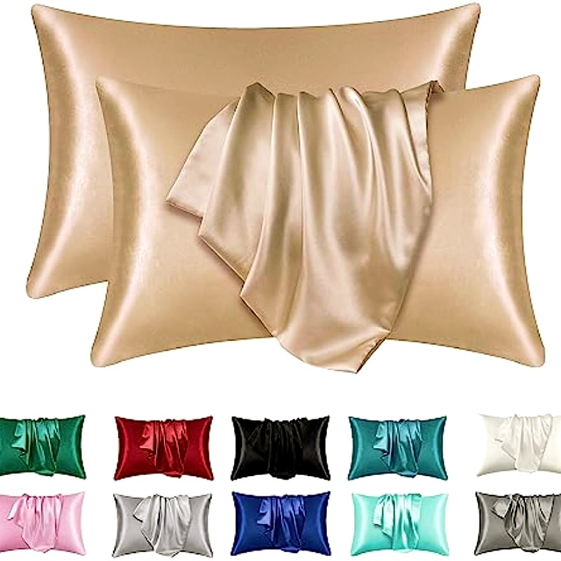 Satin Silk Pillowcase Hair Skin - قطعتان من أغطية الوسائد المصنوعة من