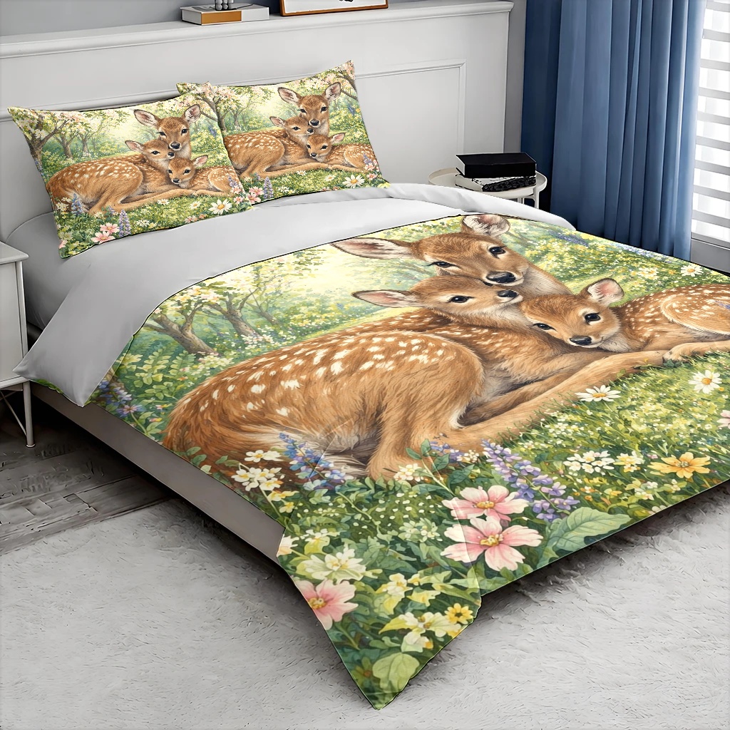 طقم غطاء لحاف بطبعة غزلان الغا - مراجعة Duvet Cover Sets With Zipper وسعره