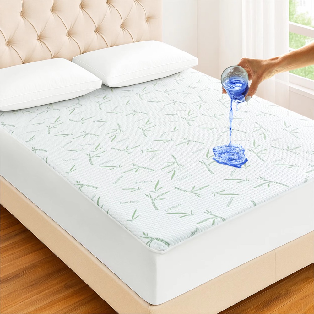 غطاء مرتبة من ألياف الخيزران م - مراجعة Waterproof Mattress Protector Breathable وسعره