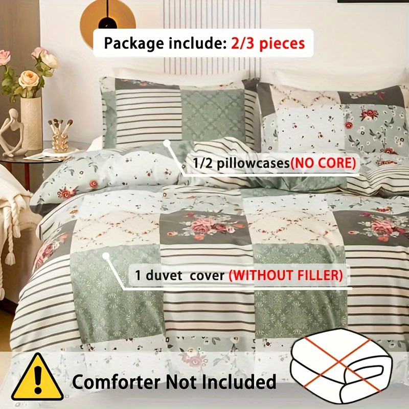طقم غطاء لحاف أخضر بنقشة زهور  - مراجعة Aesthetic Floral Duvet Cover وسعره