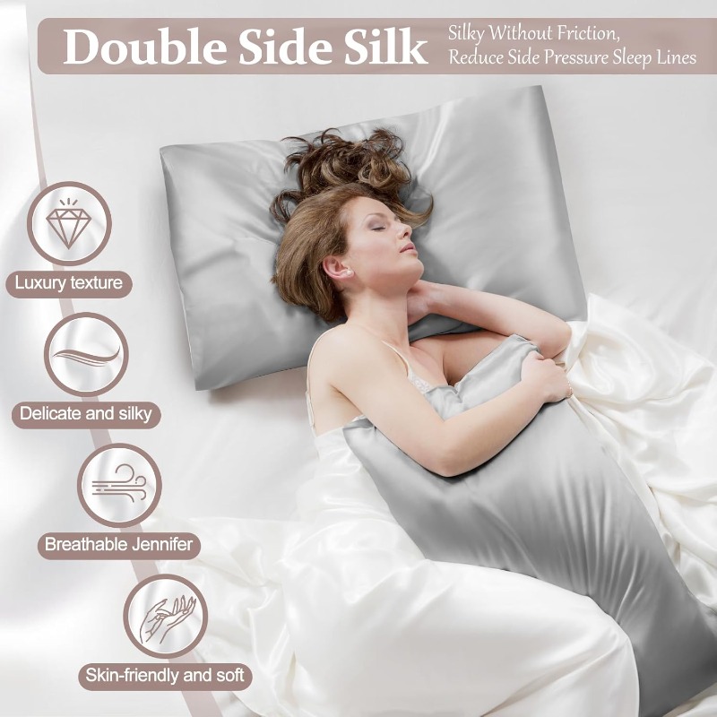 قطعتان من أغطية الوسائد المصنو - مراجعة Satin Silk Pillowcase Hair Skin وسعره