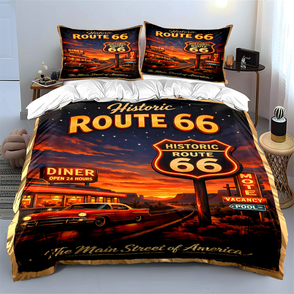 طقم غطاء لحاف بنمط الطريق 66 ب - مراجعة Duvet Cover Sets With Zipper وسعره